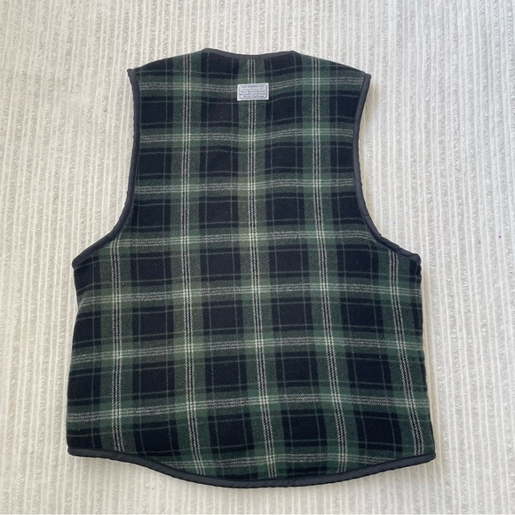 Vintage Levi’s Green Plaid Wool Blend Zip Up Sherpa Vest | Size S - Picture 2 of 8